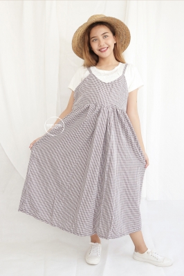 Diana Dress Overall Baju Hamil Menyusui 2in1 Set Inner - DRO 1013 Coklat